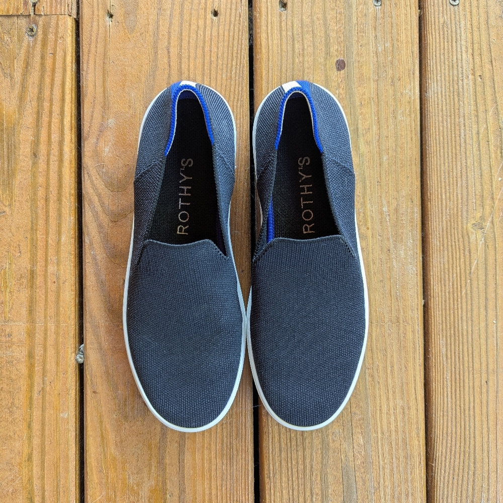 Rothy's Black and Blue Slip-On Sneakers - Picture 6 of 9